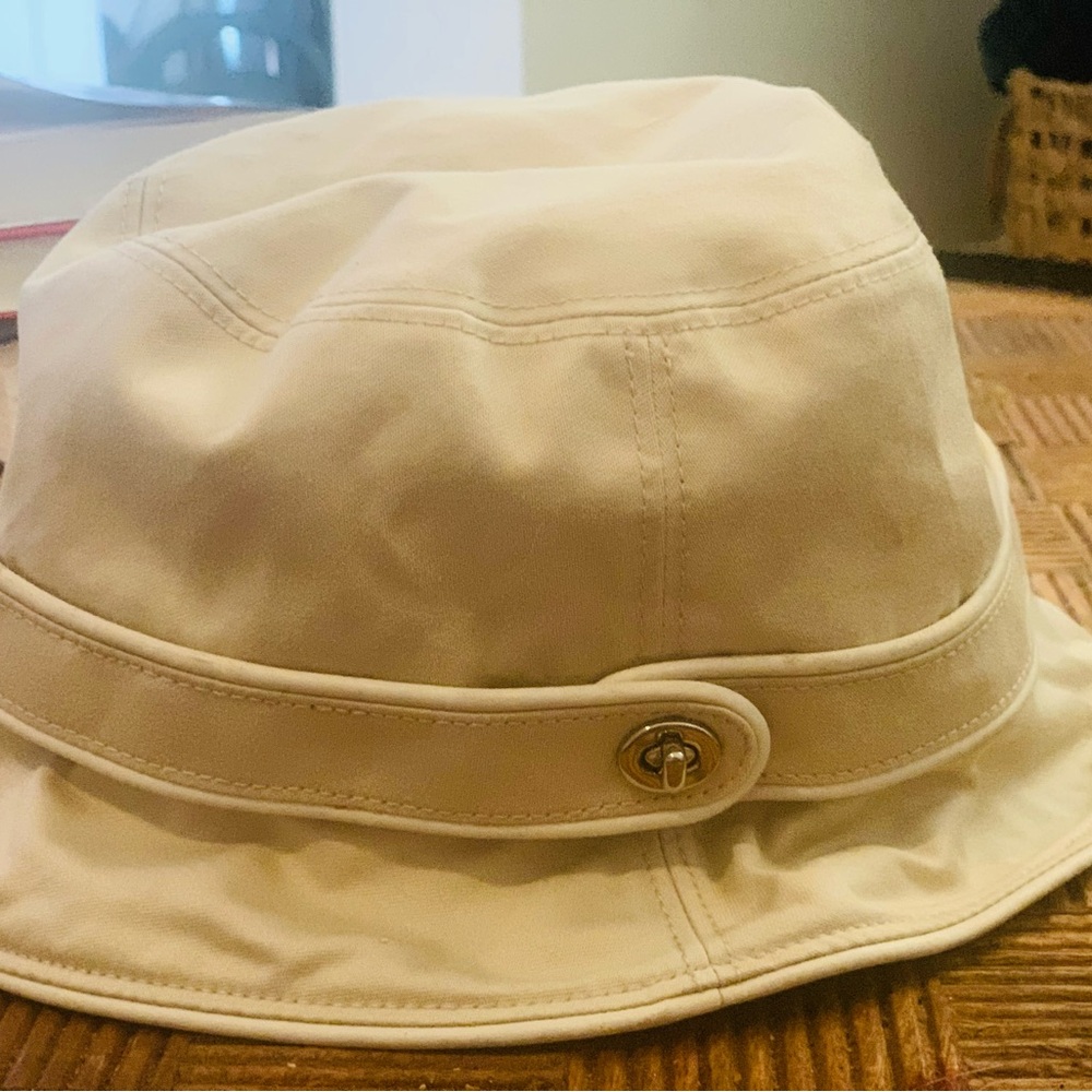 Coach Beige Bucket Hat with Silver Accent